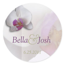 Pink Orchid Wedding Sticker