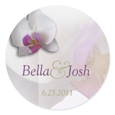 Pink Orchid Wedding Sticker