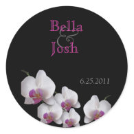 Pink Orchid Wedding Stickers