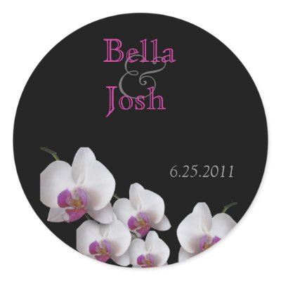 Pink Orchid Wedding Stickers
