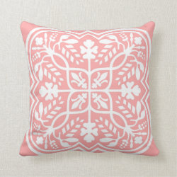 Pink Ornate Floral Pattern Pillow