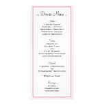 Pink Outline Reception Menu Personalized Rack Card