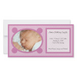 Pink Oval Striped New Baby Photo Card