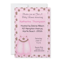 Pink Overalls  Baby Shower Announcements