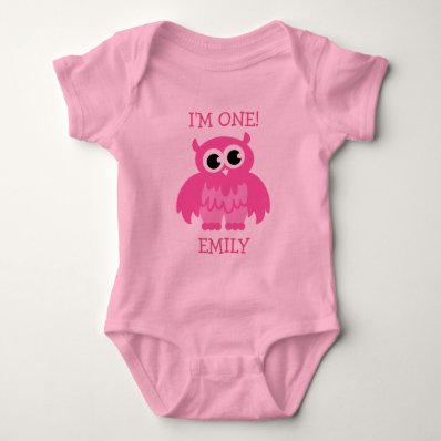 Pink owl 1st Birthday jumpsuit for baby girl Shirt