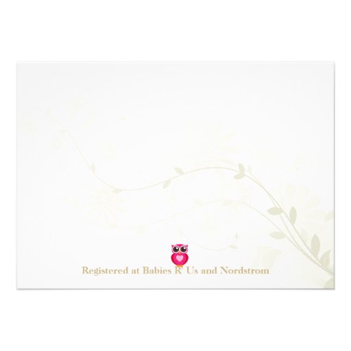 Pink Owl and Flourishes Girl Baby Shower Invite