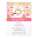 Pink Owl and Paisley Print Baby Shower Invitation
