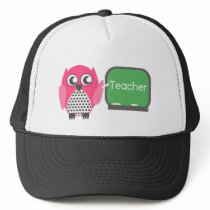 Pink Owl At Chalkboard Mesh Hat