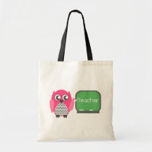 Pink Owl At Chalkboard Tote Bags