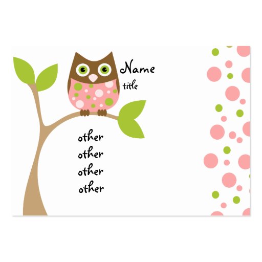 Pink Owl Baby Business Card Template