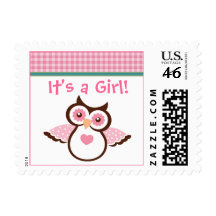 Pink Owl Baby Girl Postage