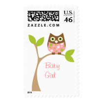 Pink Owl Baby Postage Stamp