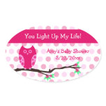Pink Owl Baby Shower Candle Jar Favor Tags Sticker
