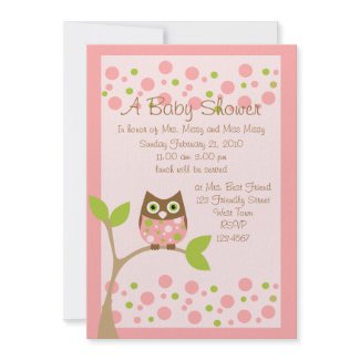 Pink Owl Baby Shower Invitation invitation