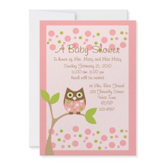 Pink Owl Baby Shower Invitation
