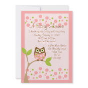 Pink Owl Baby Shower Invitation invitation