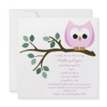 Pink Owl Baby Shower Invitation