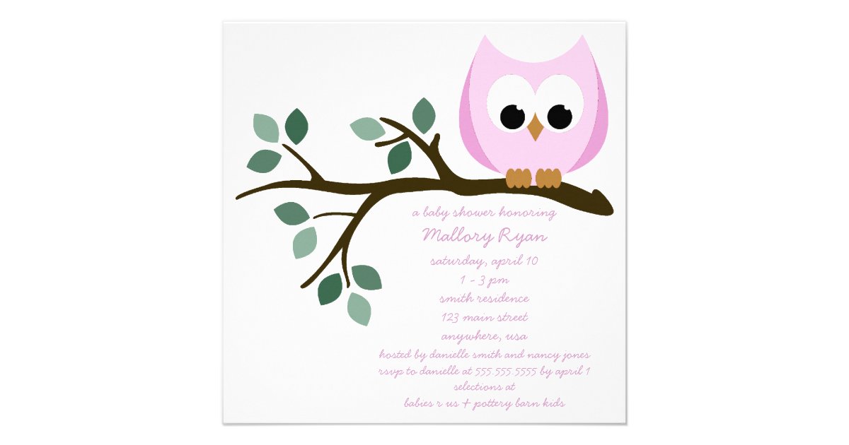 Pink Owl Baby Shower Invitation This fantastic design is created by thepaperowl. pink owl baby shower invitation