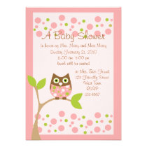 Pink Owl Baby Shower Invitation invitations