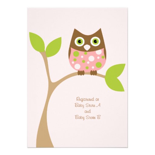 Pink Owl Baby Shower Invitation