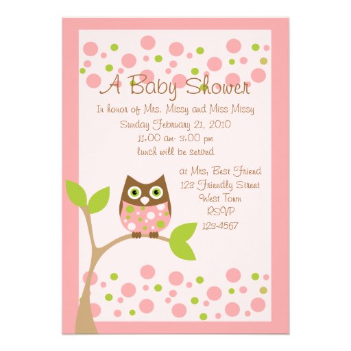 Pink Owl Baby Shower Invitation