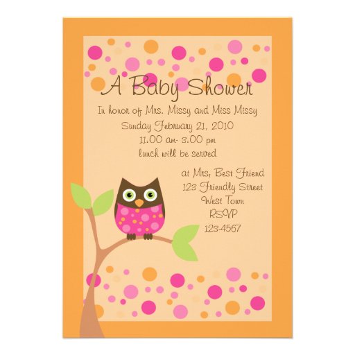 Pink Owl Baby Shower Invitation-hotpink by request