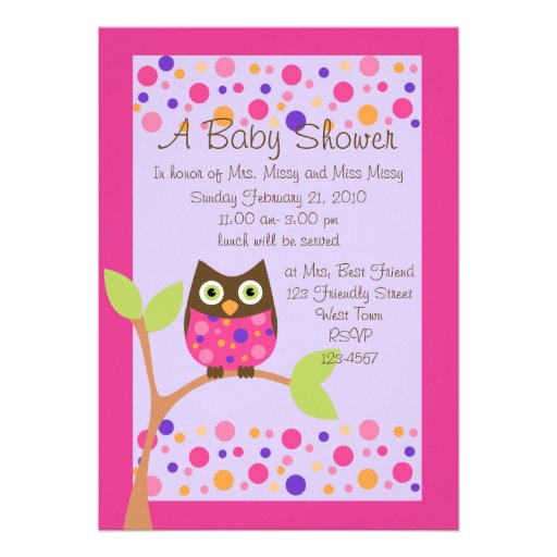 Pink Owl Baby Shower Invitation-hotpink by request