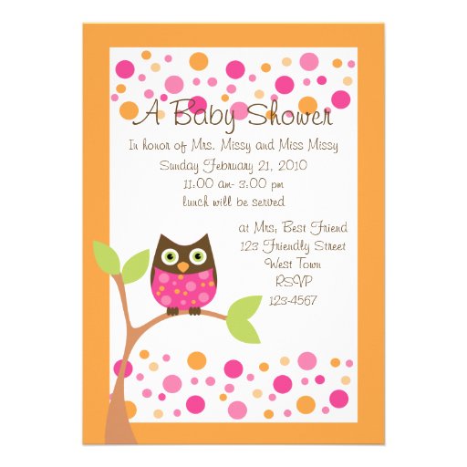 Pink Owl Baby Shower Invitation-hotpink by request