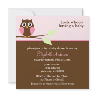 Pink Owl Baby Shower Invitations invitation