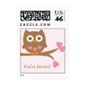 Pink Owl Baby Shower Postage stamp