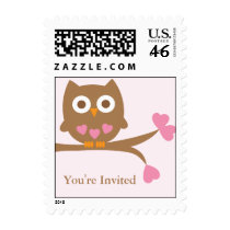 Pink Owl Baby Shower Postage