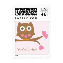 Pink Owl Baby Shower Postage