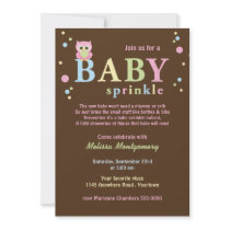 Pink Owl Baby Sprinkle Invitation invitations