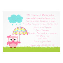 Pink Owl Baby Sprinkle Invitation