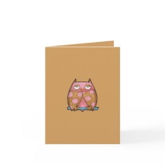 Pink Owl brown Note Card card