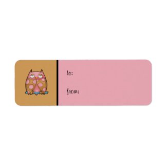 Pink Owl brown small Gift Tag Label label
