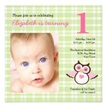 Pink Owl Girl's Birthday Party Invitation