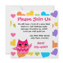Pink Owl Personalized Announcement