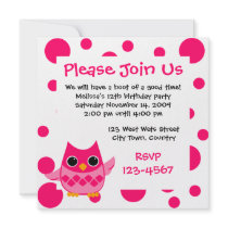 Pink Owl Custom Invite