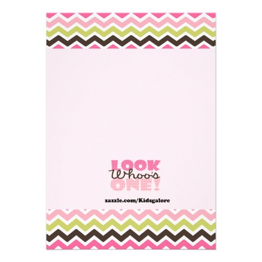 Pink Owl Large Number One 1st Birthday Invitation