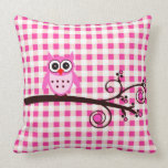 Pink Owl on Branch American Mojo Pillow