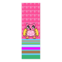 Pink owl on stripes business card