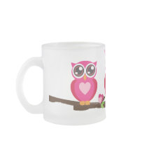 Pink Owl on Tree Branch Mug