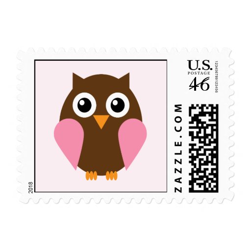 Pink Owl Postage Stamps
