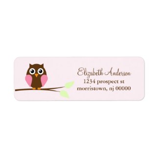 Pink Owl Return Address Labels label
