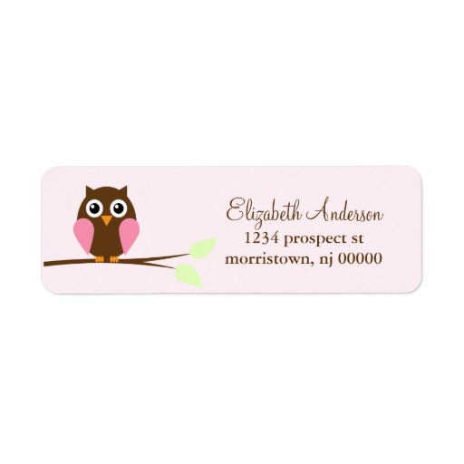 Pink Owl Return Address Labels Zazzle