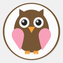 Pink Owl Round Sticker