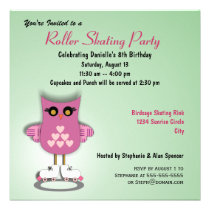 Pink Owl Skating Party Invitation invitations