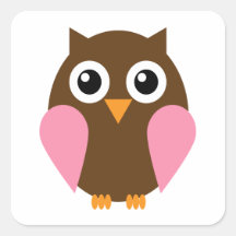 Pink Owl Square Sticker