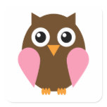 Pink Owl Square Sticker